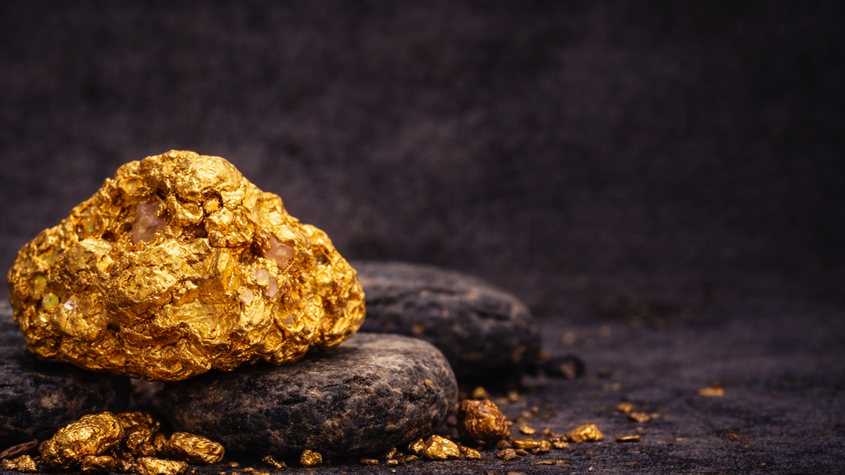 Natural Australian gold nugget in close-up detail