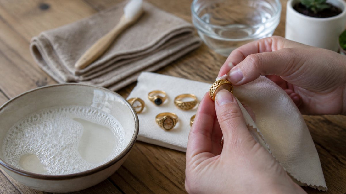 How do you safely clean antique gold rings at home?
