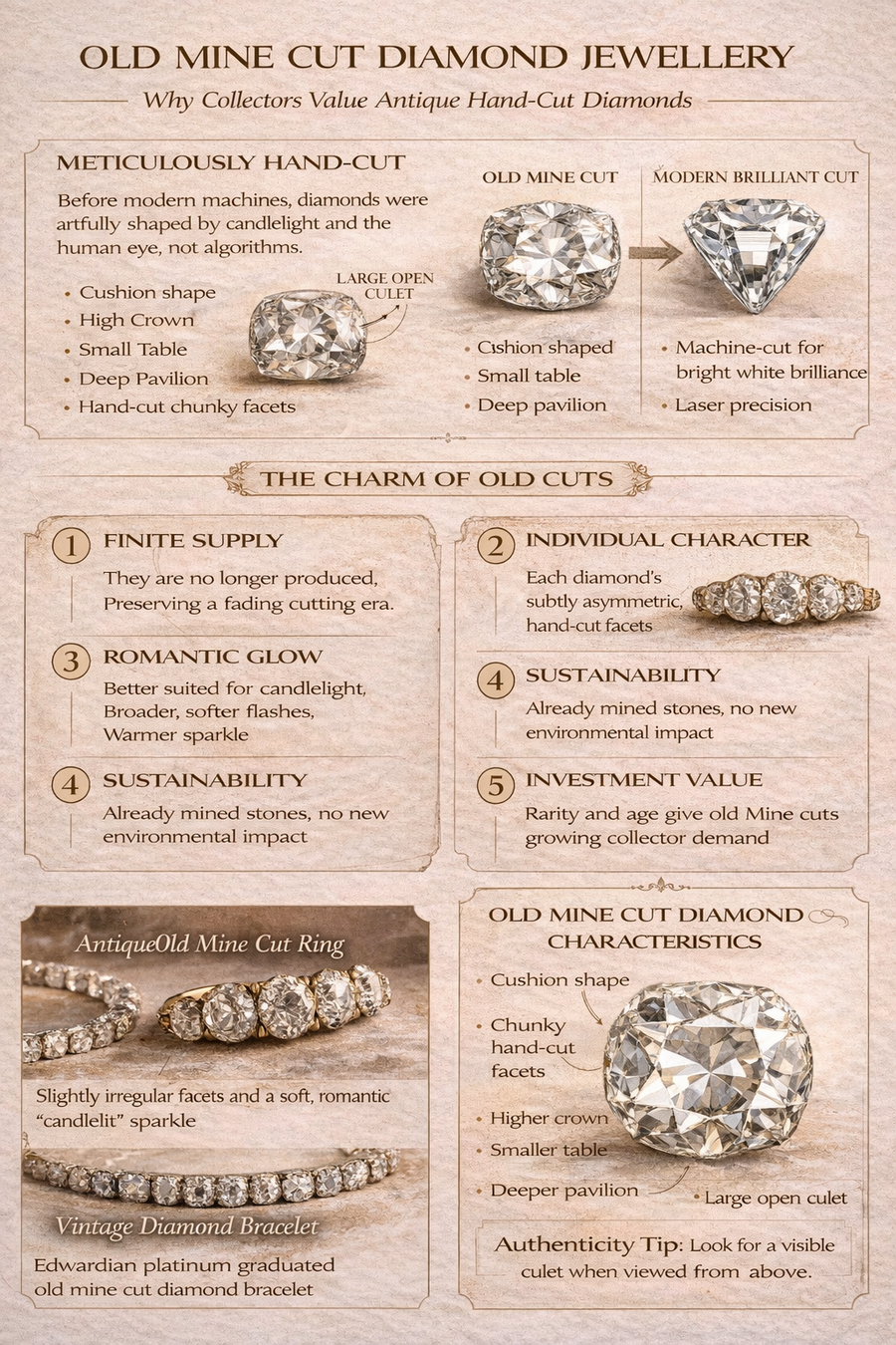 Old Mine Cut Diamond Jewellery: History, Characteristics & Why Collectors Choose Antique Cuts
