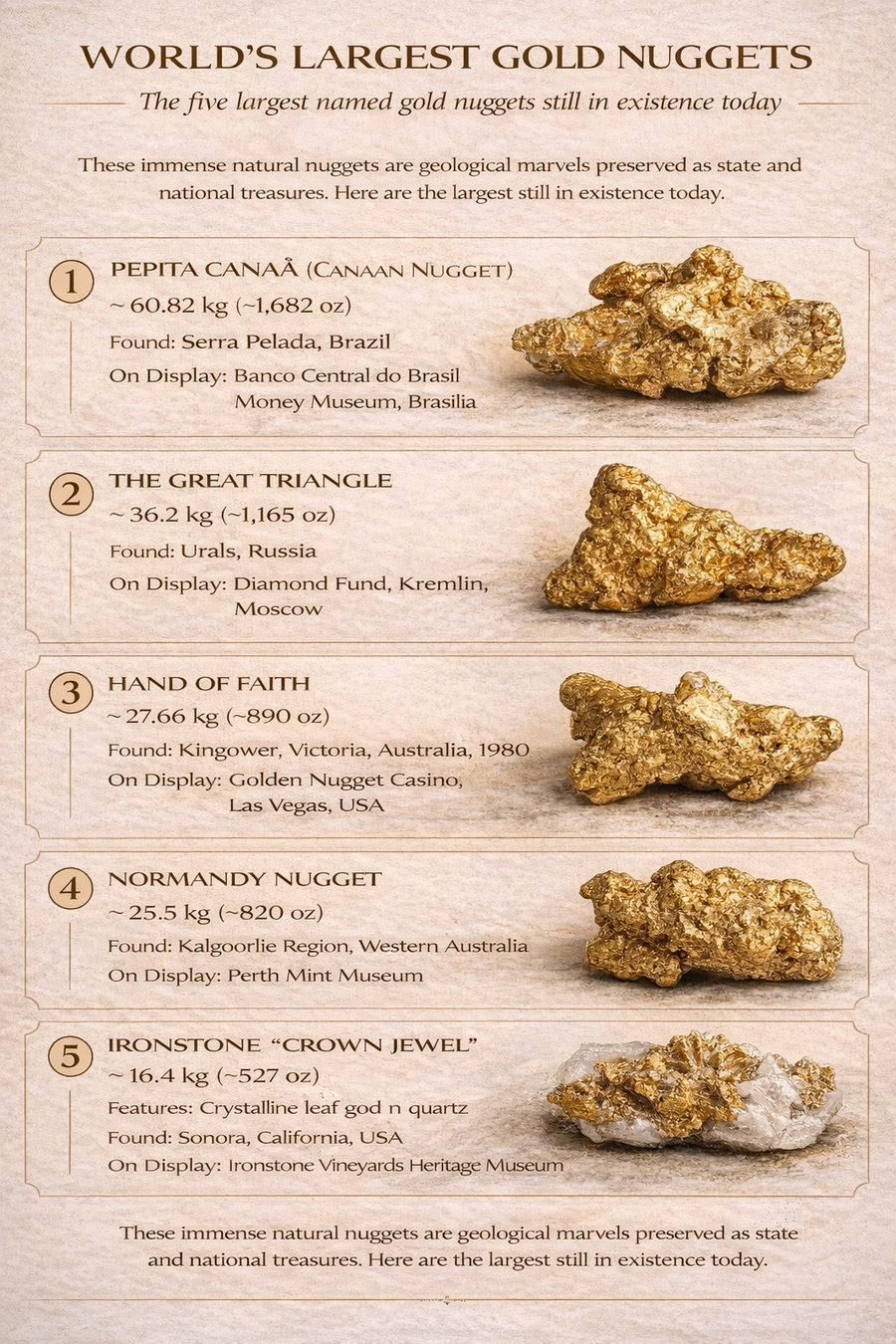 World’s Largest Gold Nuggets: History, Rarity & Where They Are Today