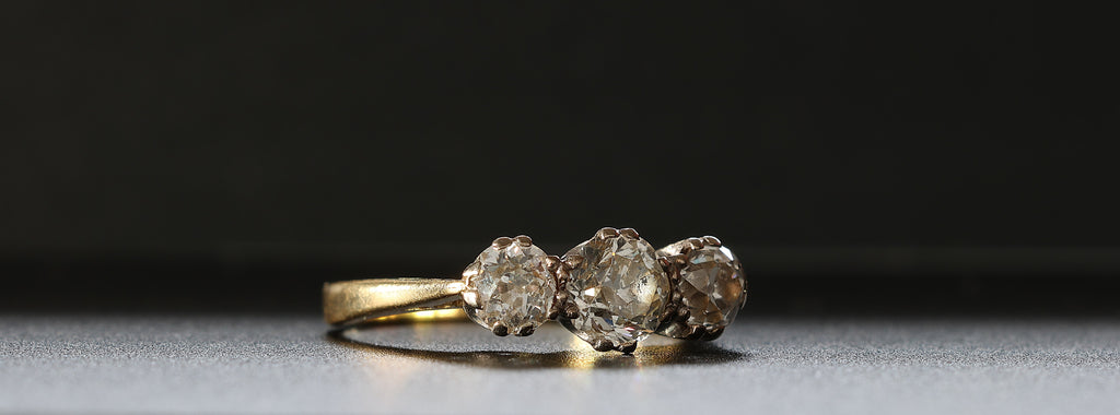 Victorian-Era Old Cut Diamond Three Stone Ring – 1.75 Carats Total