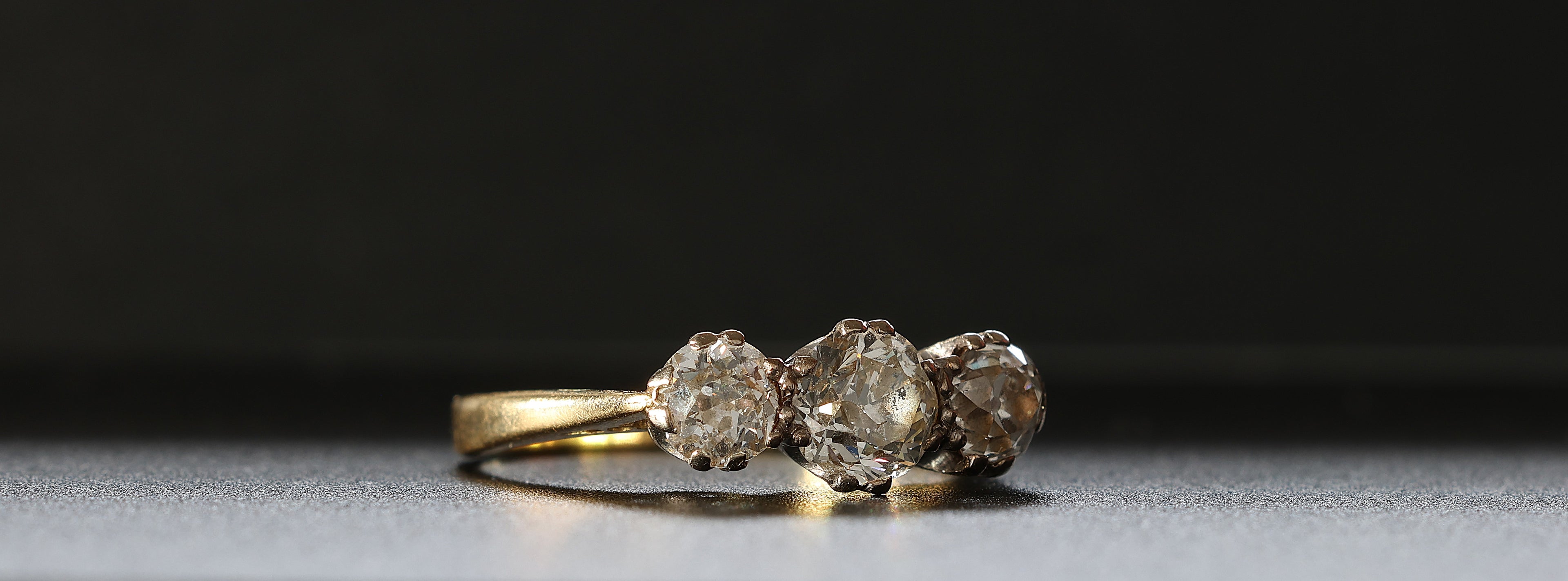 Victorian-Era Old Cut Diamond Three Stone Ring – 1.75 Carats Total