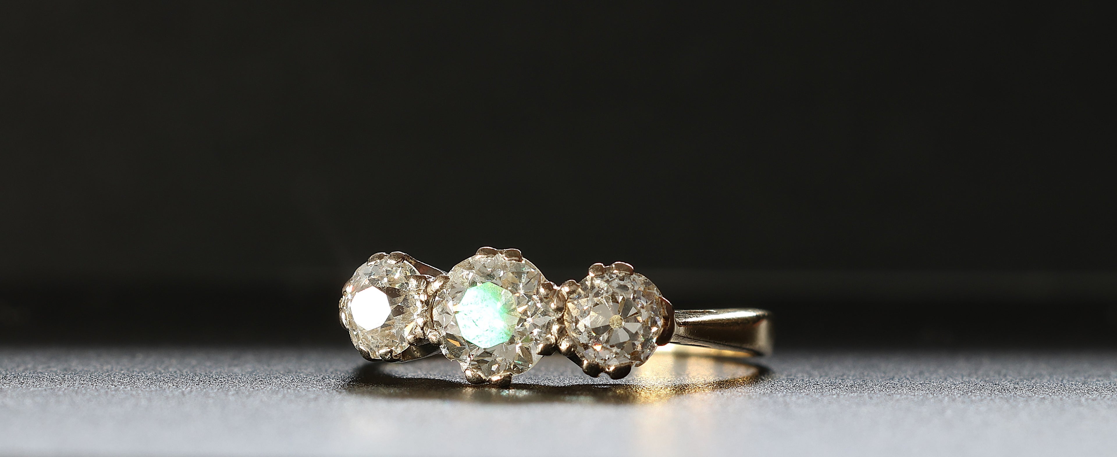Victorian-Era Old Cut Diamond Three Stone Ring – 1.75 Carats Total