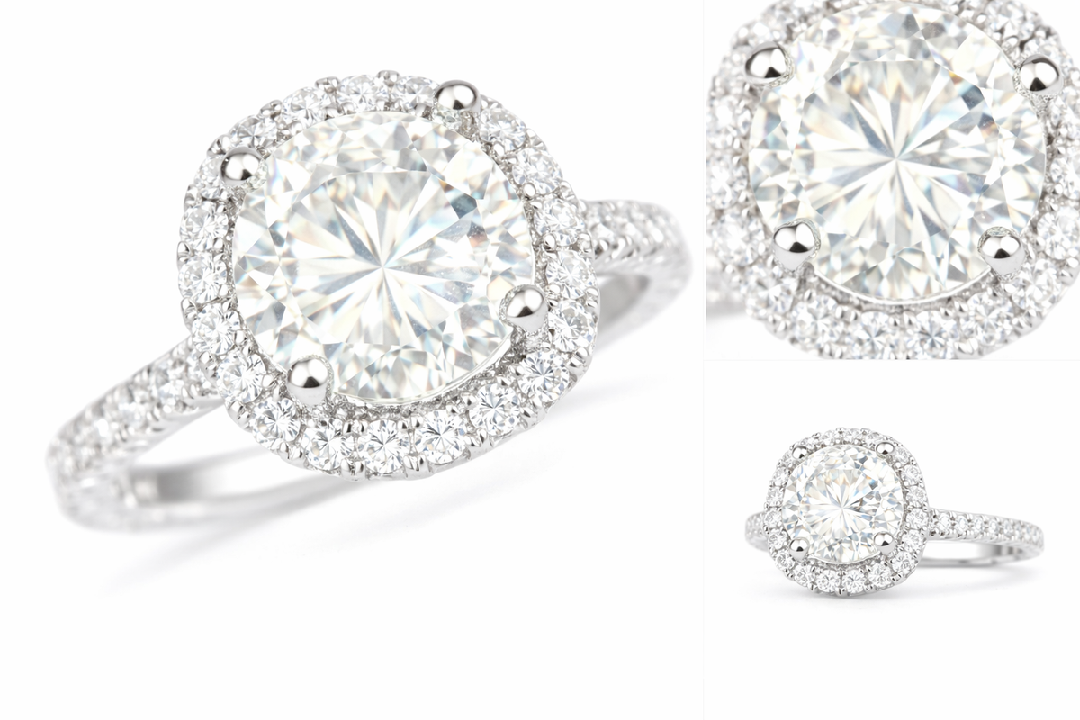 5.77 Carat Round Brilliant Cut Diamond in a Platinum Round Halo Setting – diamond jewellery for sale UK | Gold2u