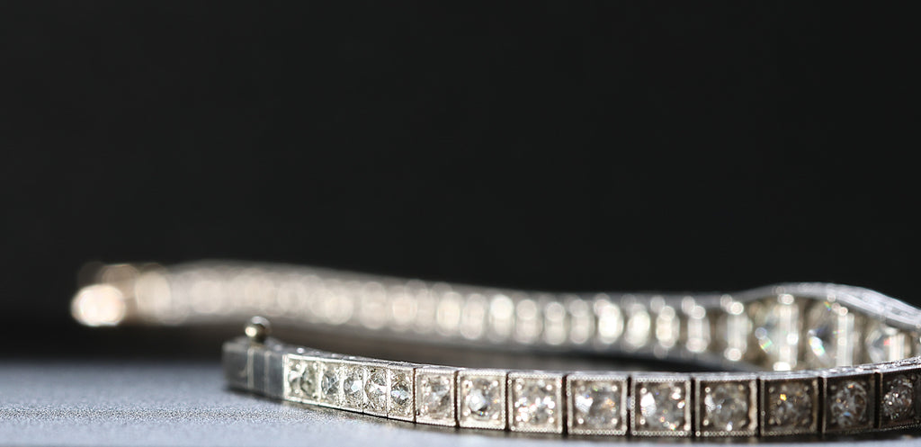 6.5 Carat Edwardian Platinum Graduated Old Cut Diamond Bracelet