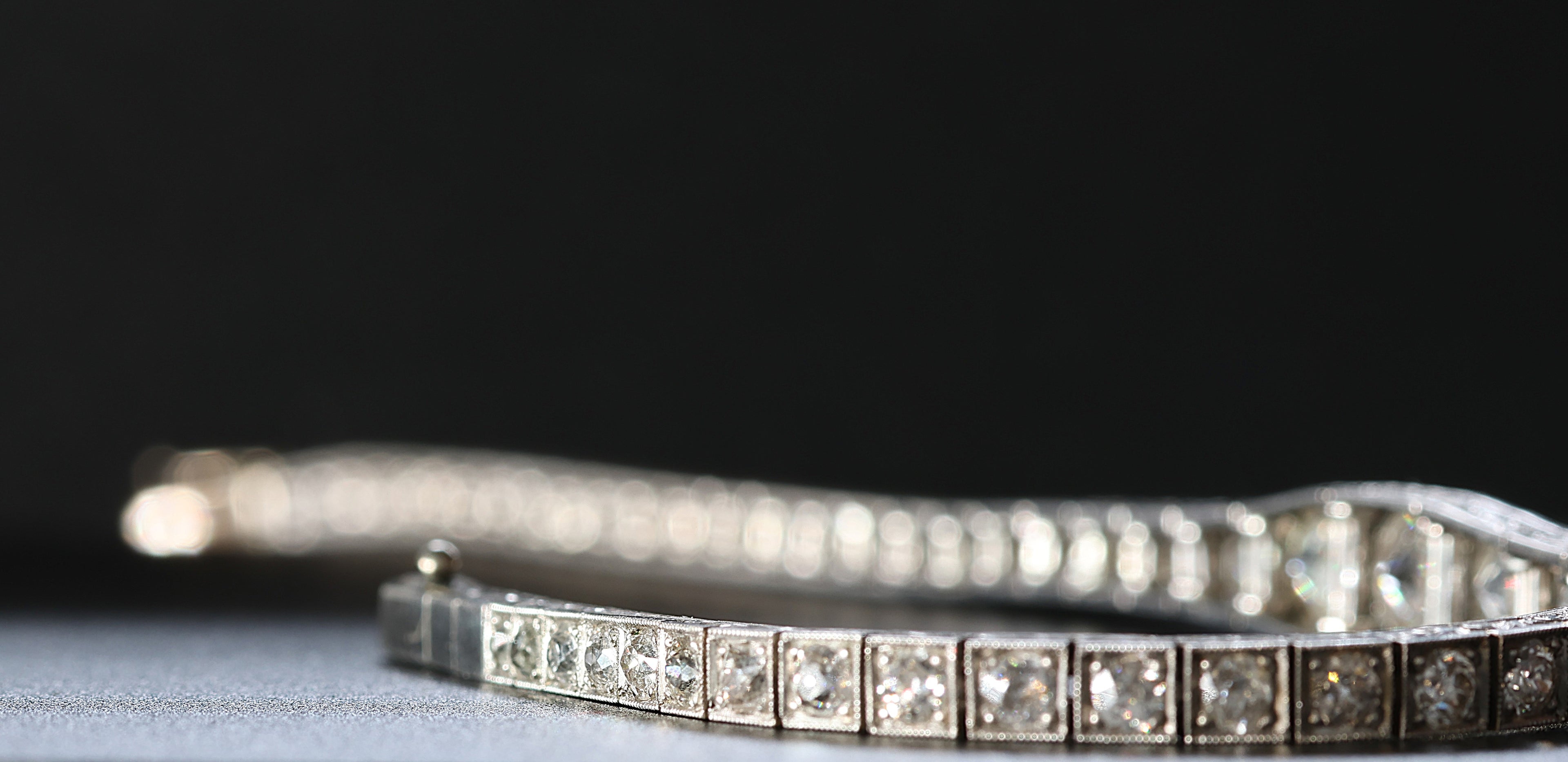 6.5 Carat Edwardian Platinum Graduated Old Cut Diamond Bracelet