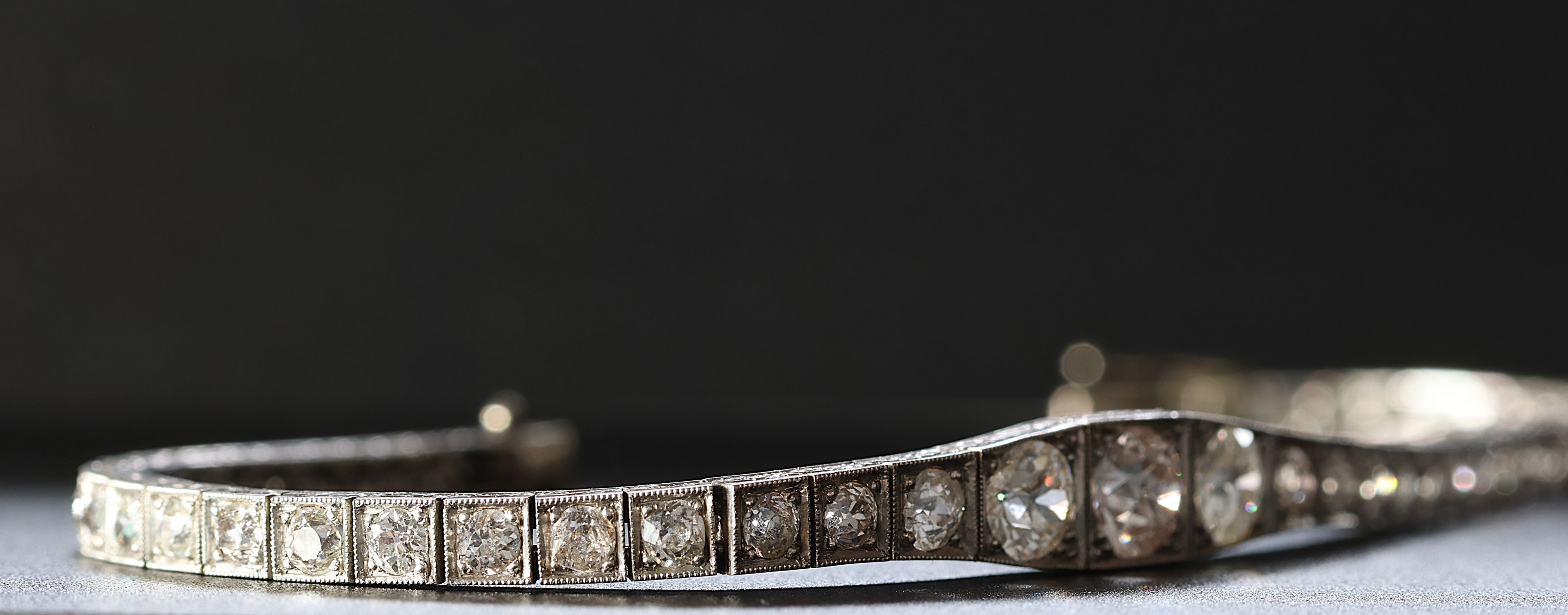 6.5 Carat Edwardian Platinum Graduated Old Cut Diamond Bracelet