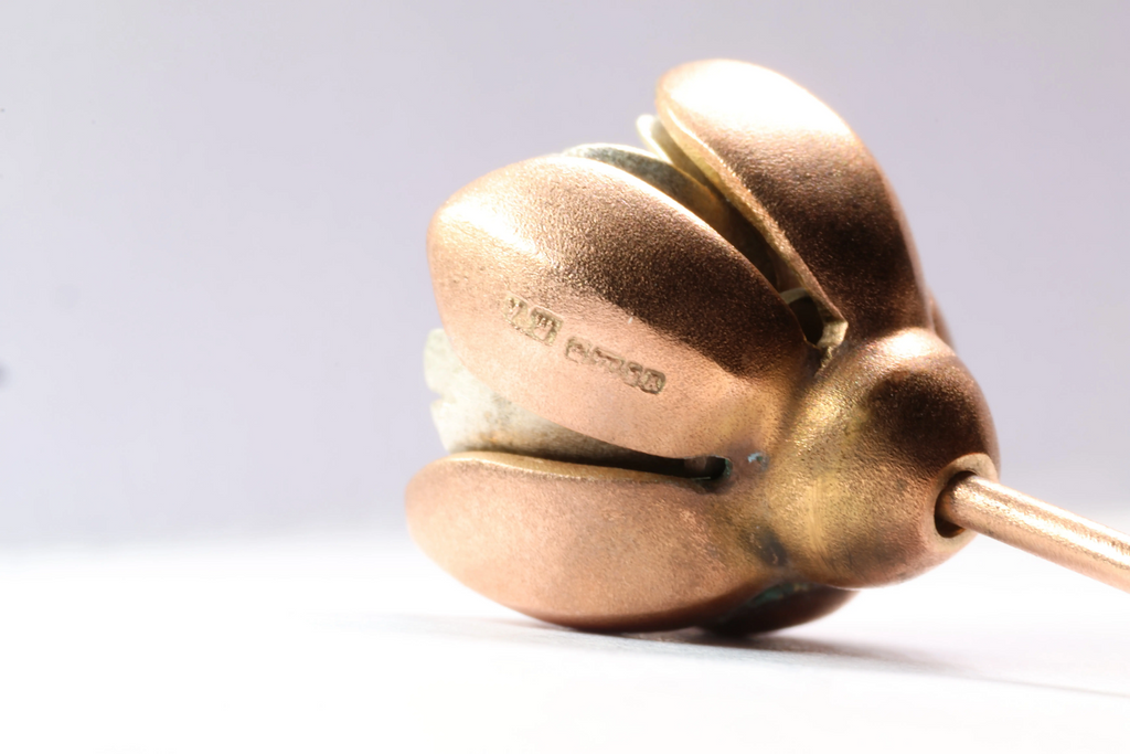 Cherry Blossom Articulated Pendant with Diamonds and pink sapphire 18k Rose Gold