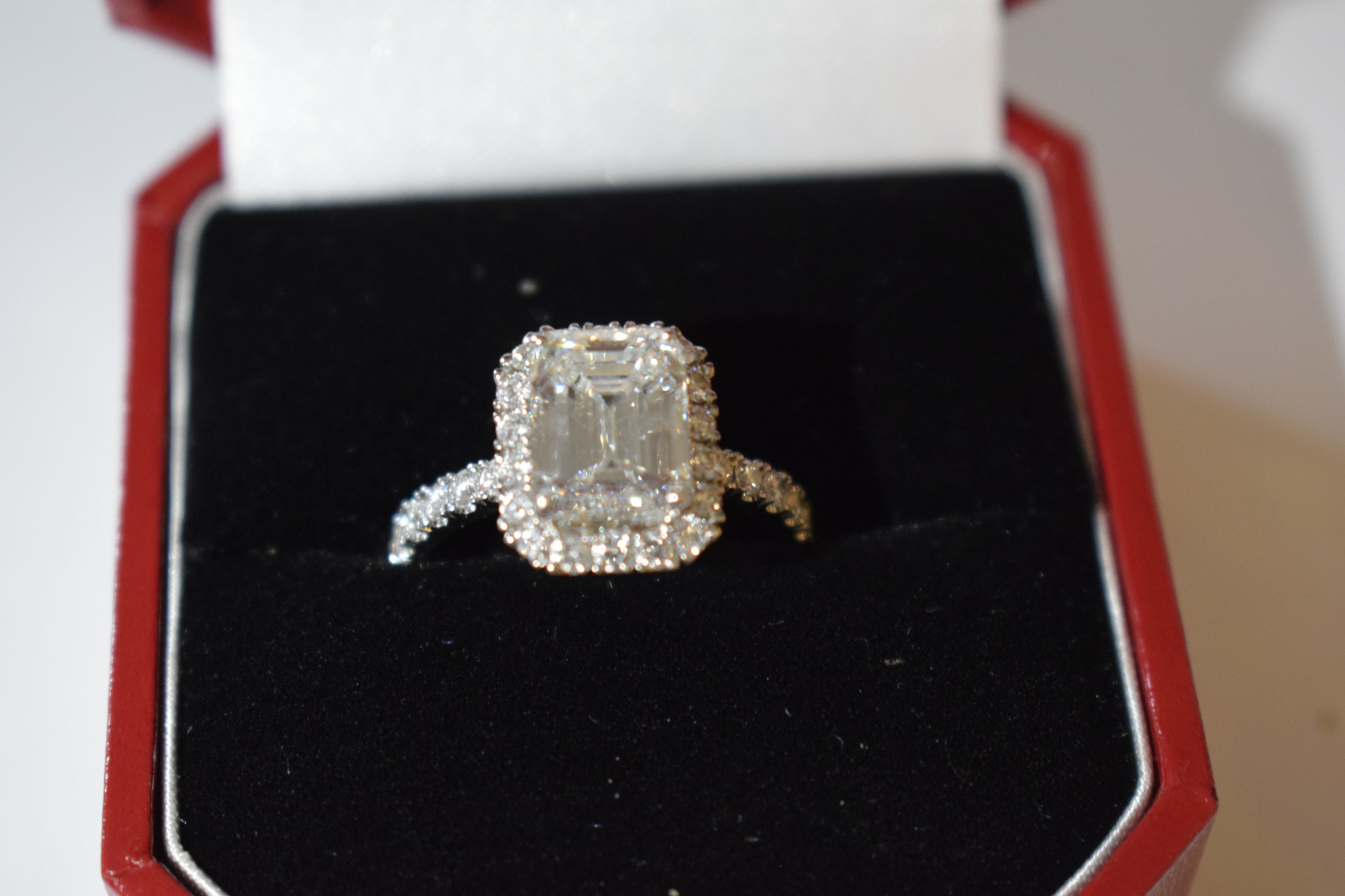 3.06 Emerald Cut Diamond Ring by David M Robinson