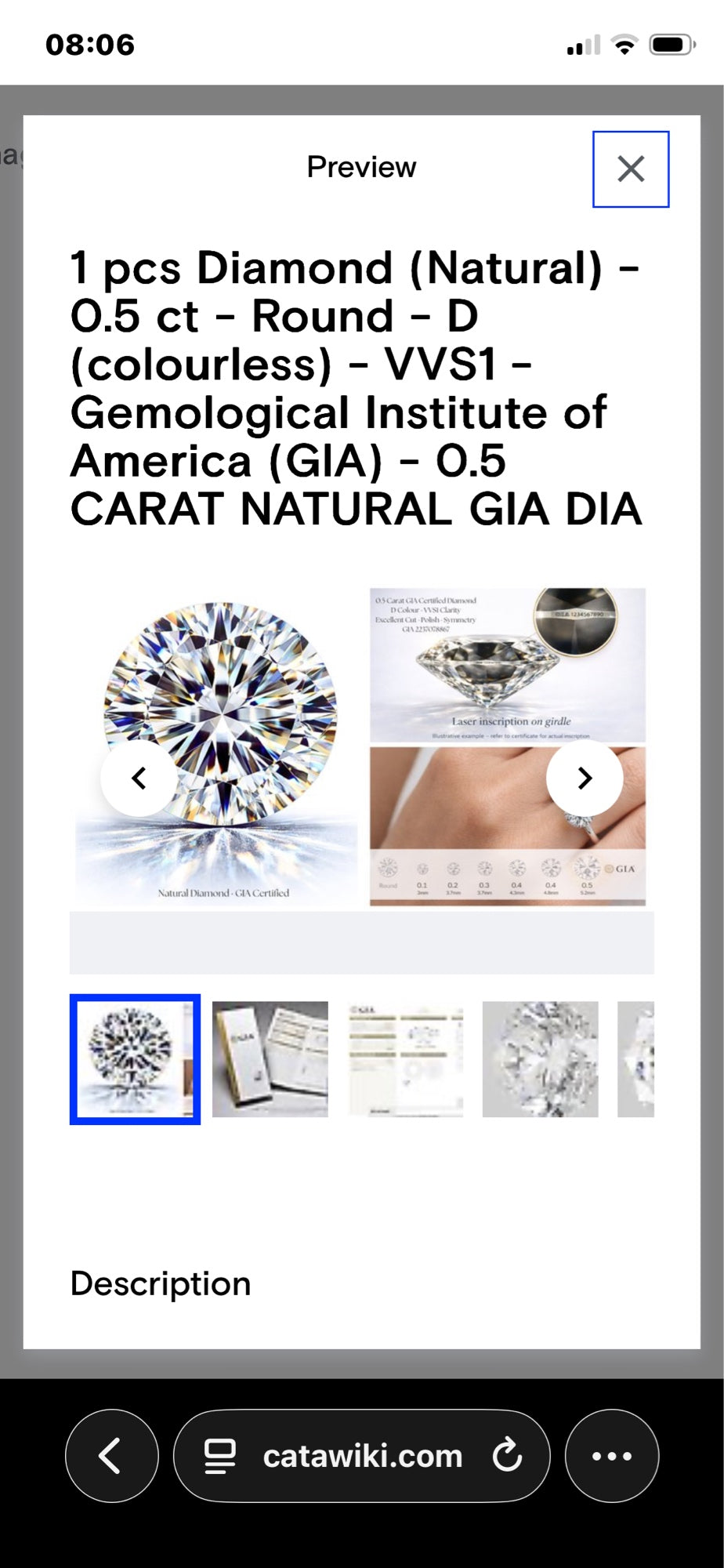 0.50ct D VVS1 round brilliant GIA diamond