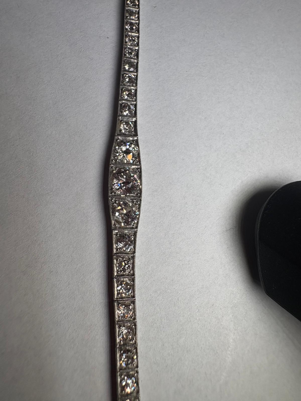 6.5 Carat Edwardian Platinum Graduated Old Cut Diamond Bracelet