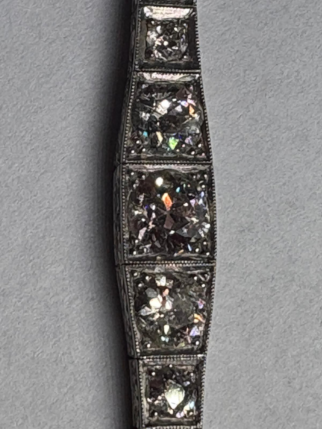 6.5 Carat Edwardian Platinum Graduated Old Cut Diamond Bracelet