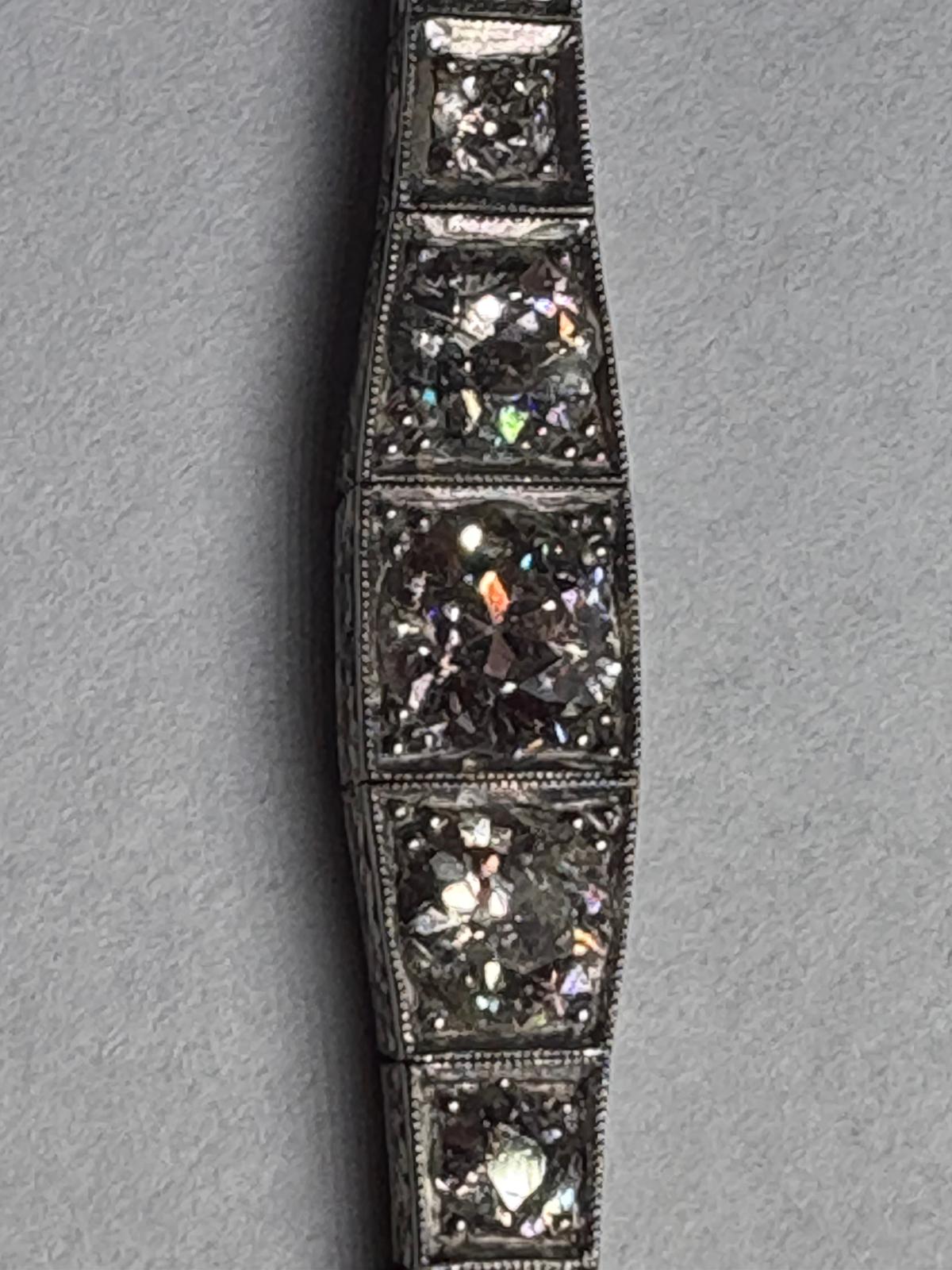 6.5 Carat Edwardian Platinum Graduated Old Cut Diamond Bracelet