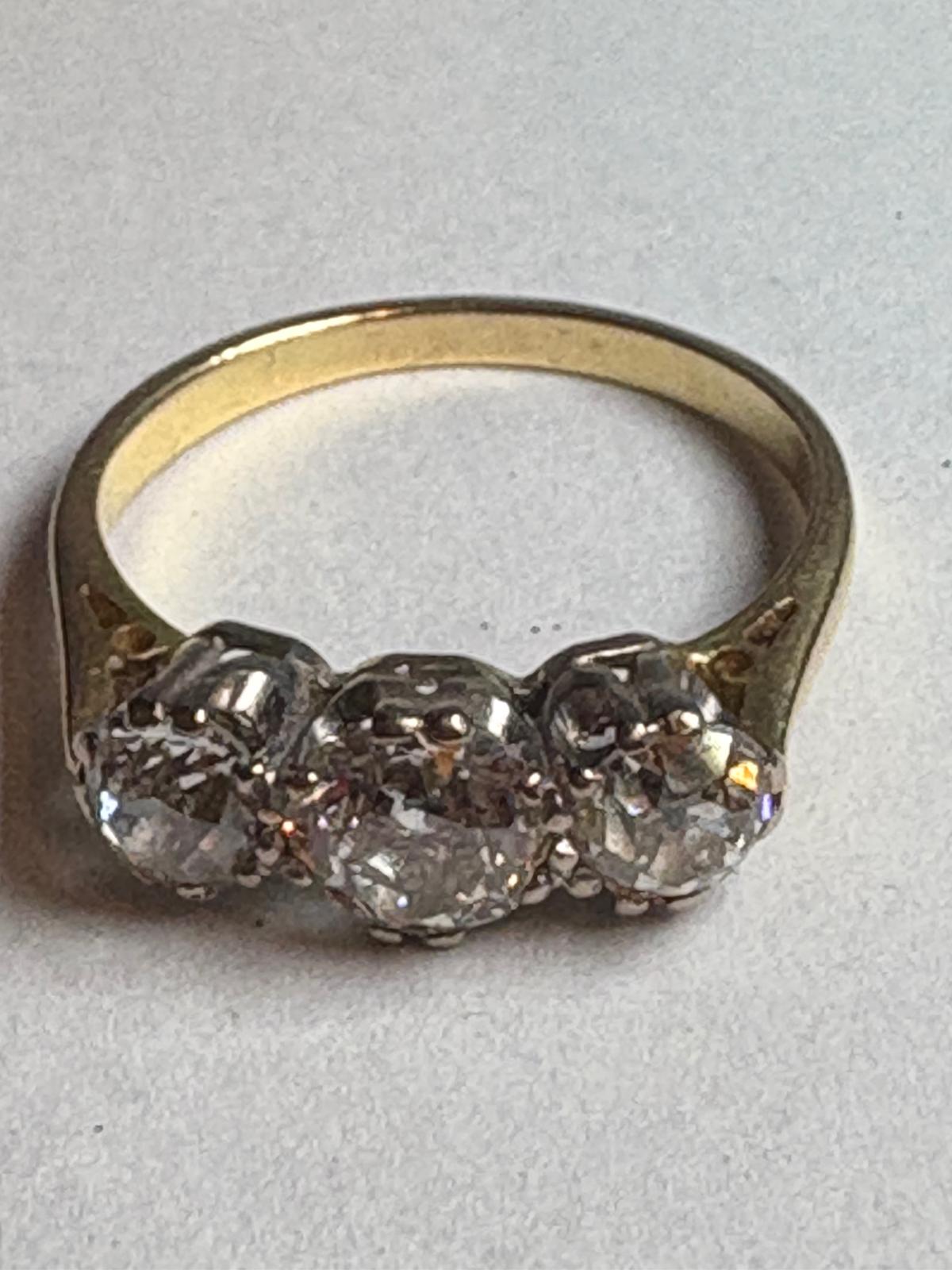 Victorian-Era Old Cut Diamond Three Stone Ring – 1.75 Carats Total