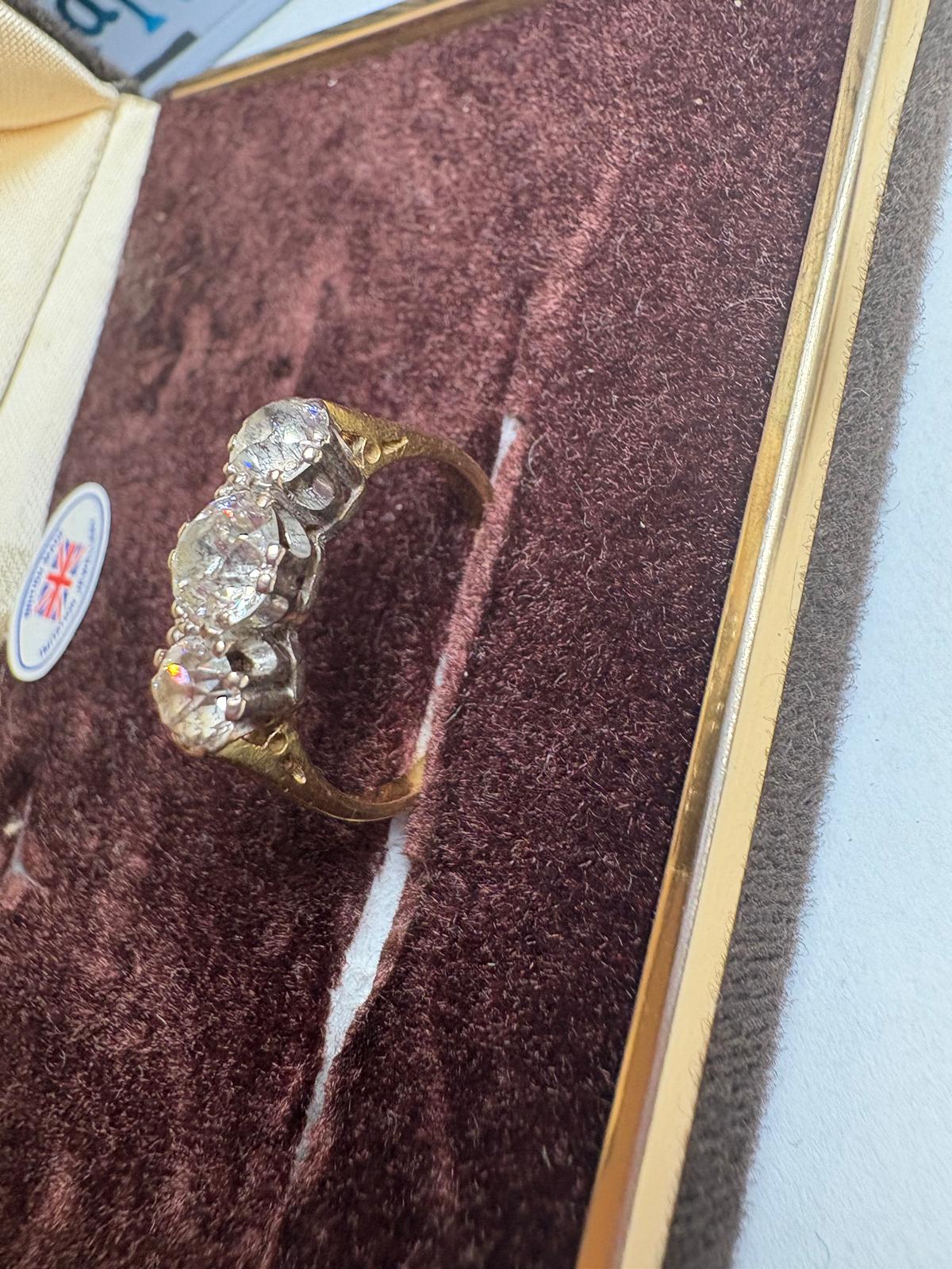 Victorian-Era Old Cut Diamond Three Stone Ring – 1.75 Carats Total