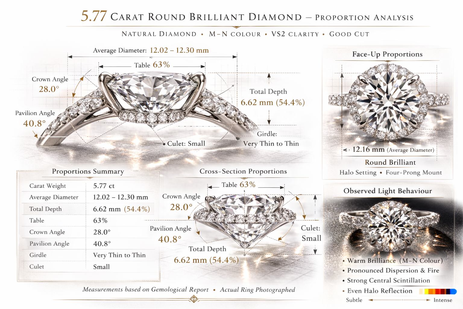 5.77 Carat Round Brilliant Cut Diamond in a Platinum Round Halo Setting