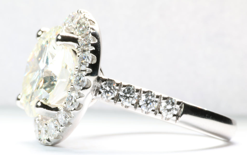 5.77 Carat Round Brilliant Cut Diamond in a Platinum Round Halo Setting