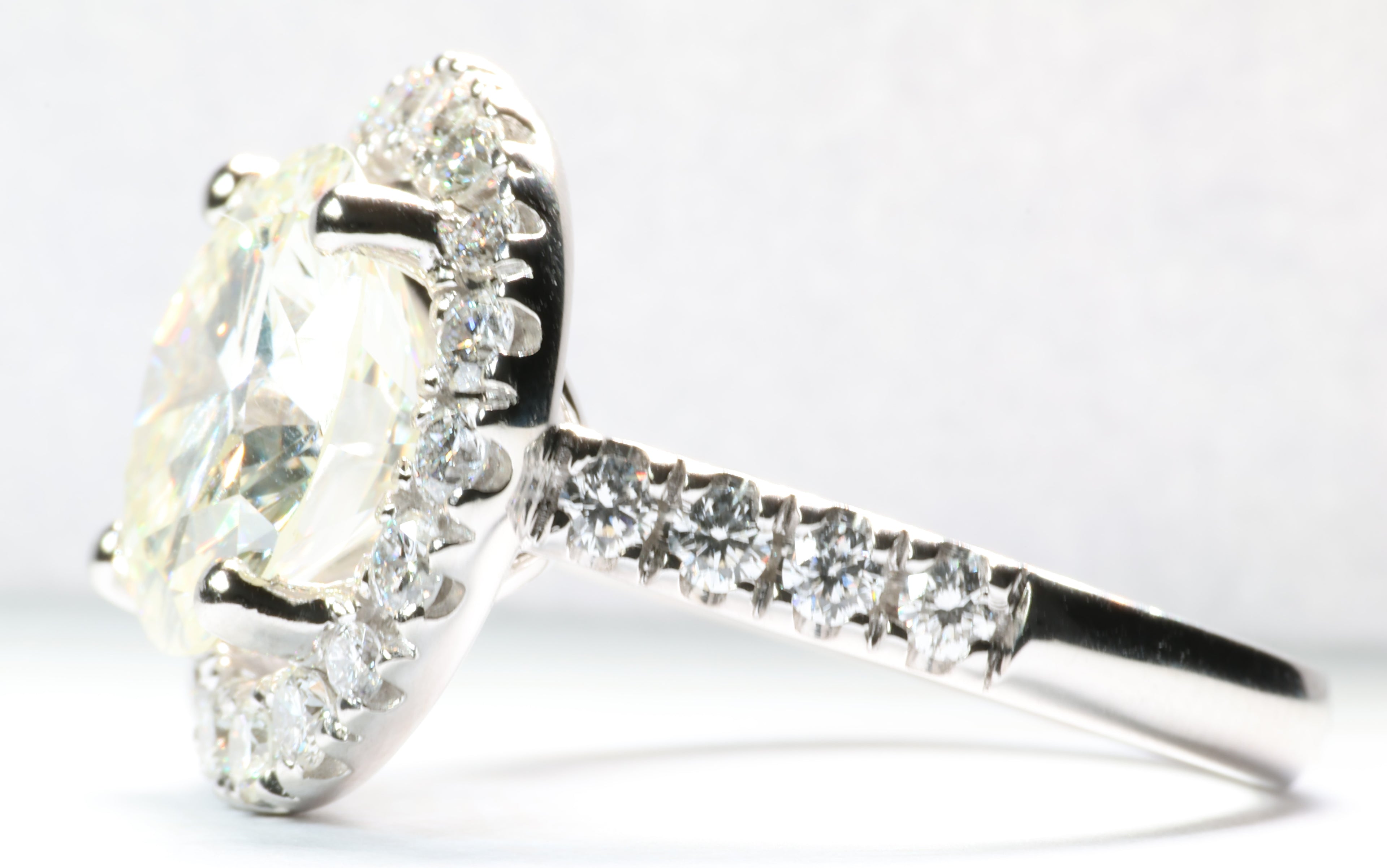 5.77 Carat Round Brilliant Cut Diamond in a Platinum Round Halo Setting