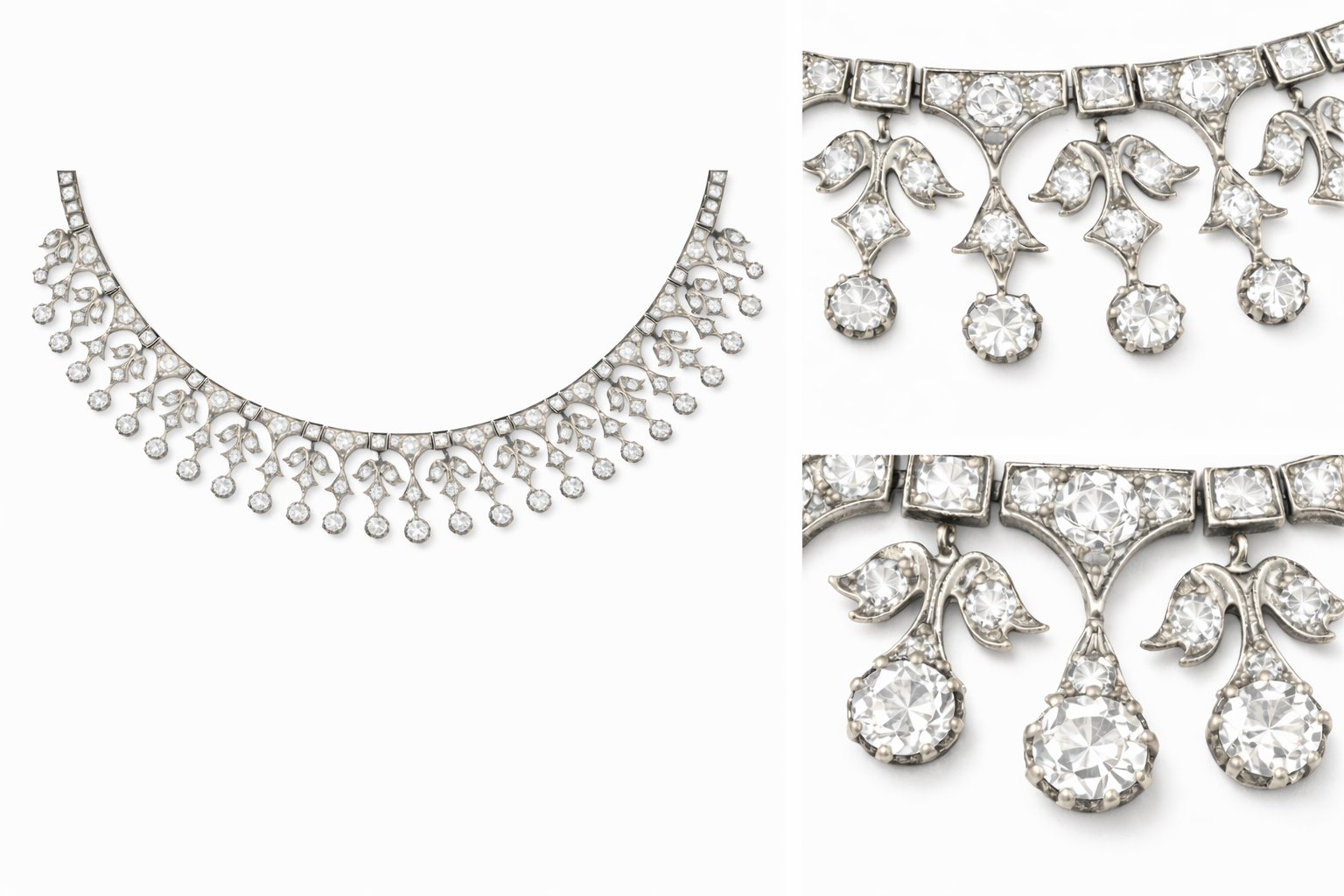 A Rare Victorian 8-9 Carat Old Mine Cut Diamond Fringe Necklace