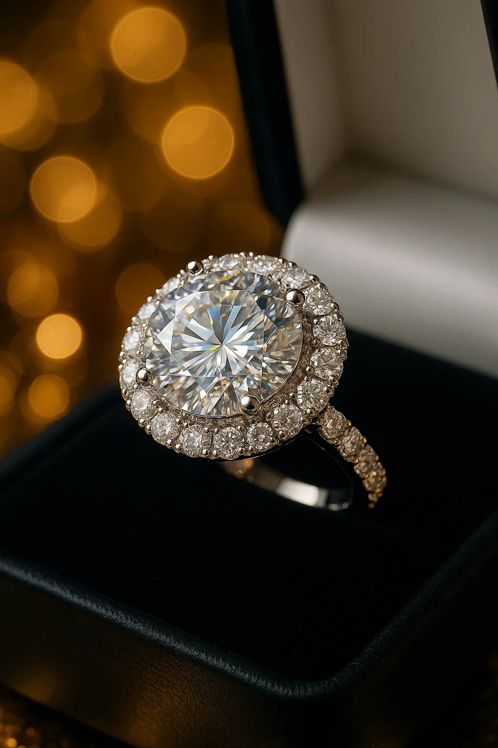 5.77 Carat Round Brilliant Cut Diamond in a Platinum Round Halo Setting