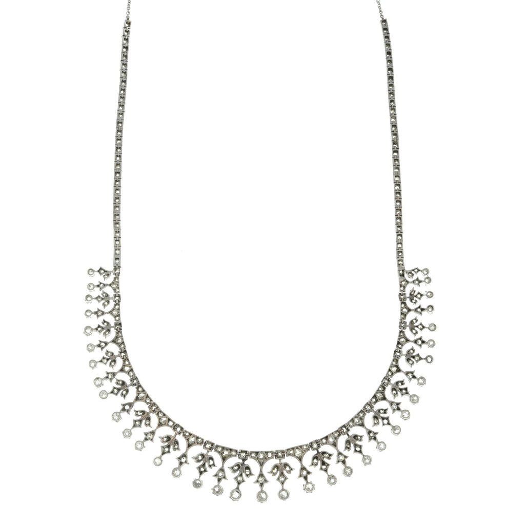 A Rare Victorian 8-9 Carat Old Mine Cut Diamond Fringe Necklace