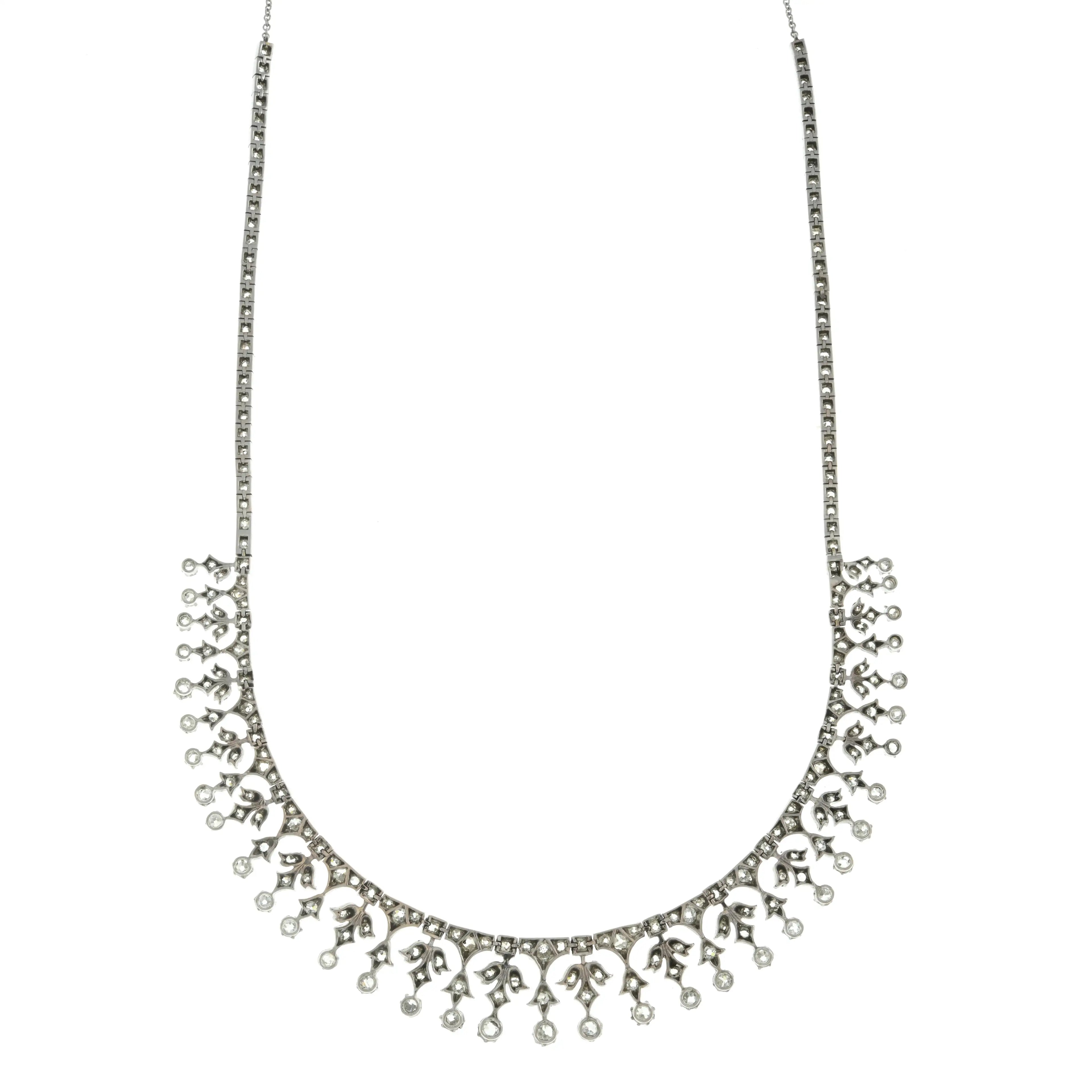 A Rare Victorian 8-9 Carat Old Mine Cut Diamond Fringe Necklace