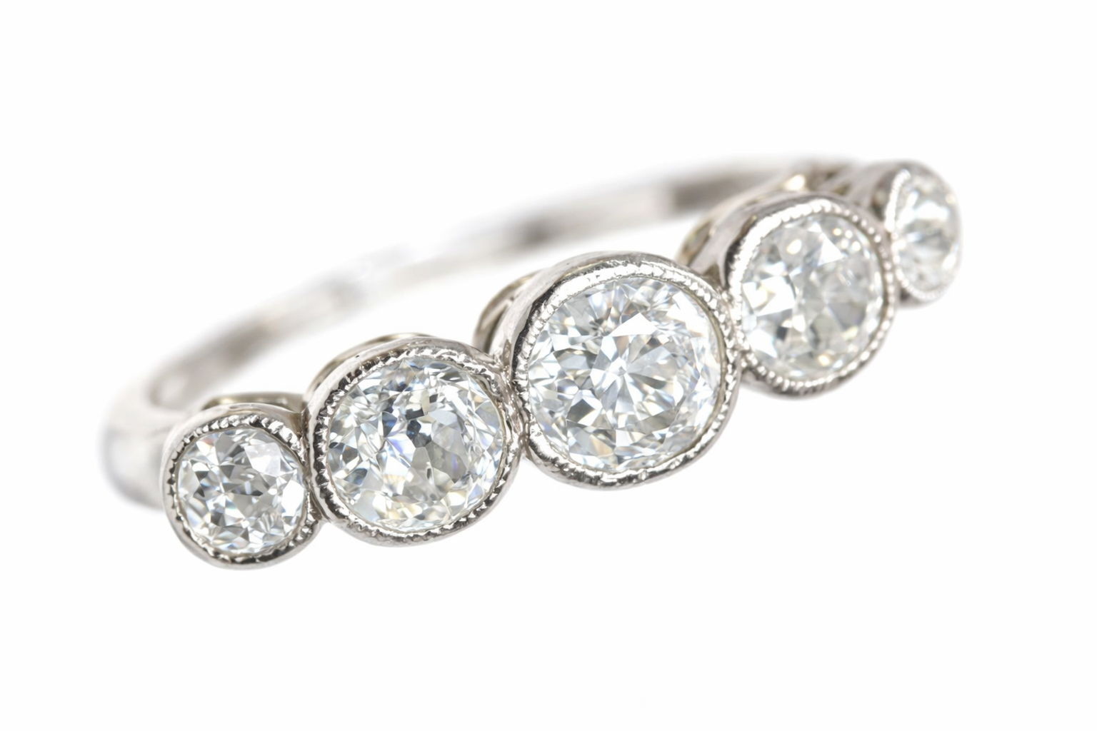 five stone diamond ring old cut antique