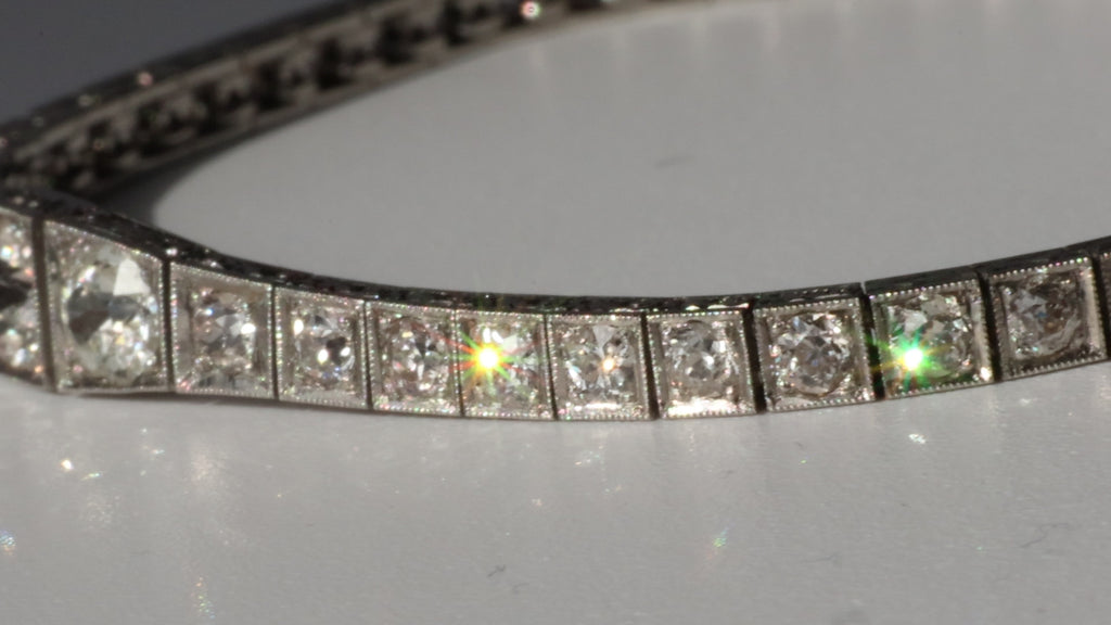 6.5 Carat Edwardian Platinum Graduated Old Cut Diamond Bracelet