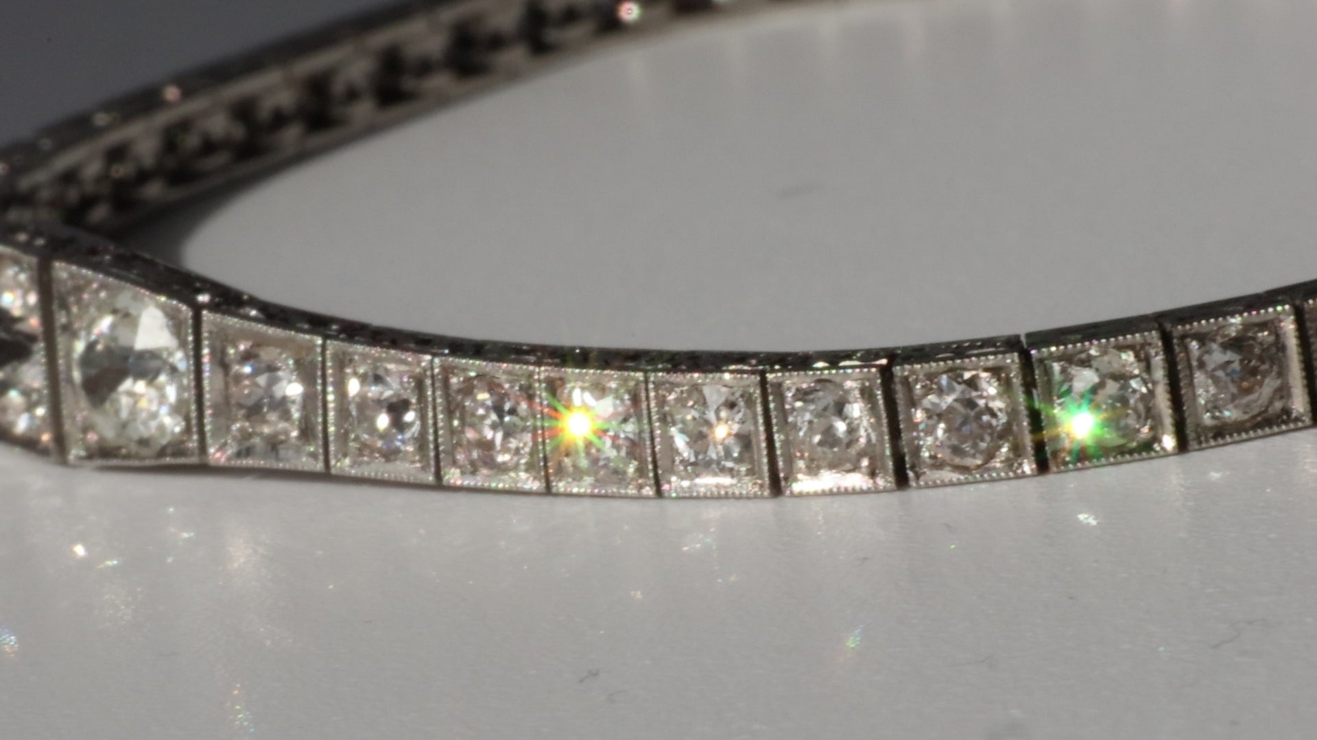 6.5 Carat Edwardian Platinum Graduated Old Cut Diamond Bracelet