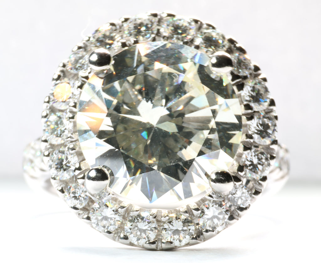 5.77 Carat Round Brilliant Cut Diamond in a Platinum Round Halo Setting