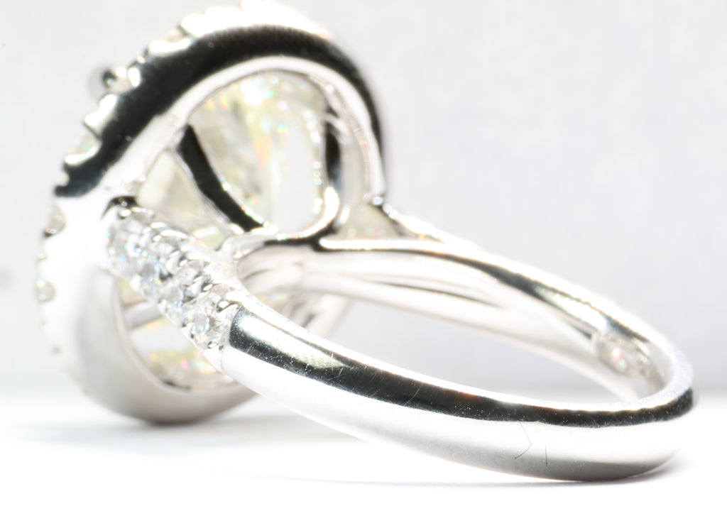 5.77 Carat Round Brilliant Cut Diamond in a Platinum Round Halo Setting